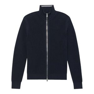 Theory Udeval Breach Regular Fit Zip Black Cardigan Men's Large